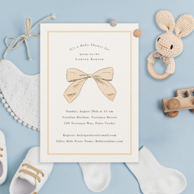 Invitación Baby Shower Elegante De Bow De Plata (Subido por el creador)