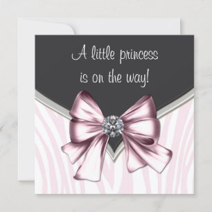 Invitación Baby Shower Elegante de Cebra Rosa