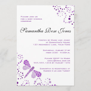 Invitación Baby Shower Elegante de émbolo morado y blanco
