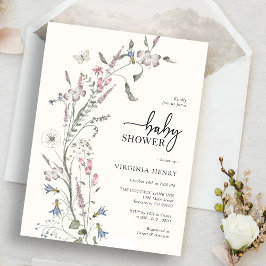 Invitación Baby Shower elegante de flores silvestres