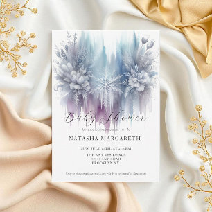 Invitación Baby Shower elegante de invierno con copo de nieve