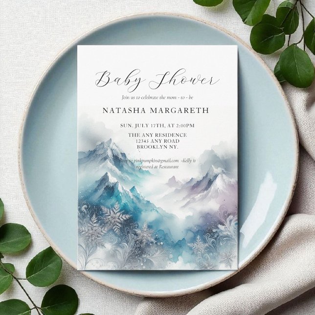 Invitación Baby Shower elegante de invierno con copo de nieve (Subido por el creador)
