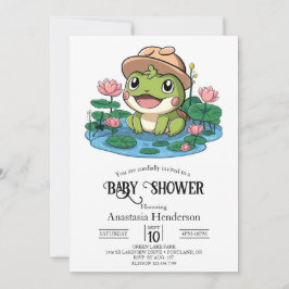 Invitación Baby Shower elegante de rana feliz