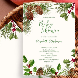Invitación Baby Shower Elegante de Vegetación Invernal