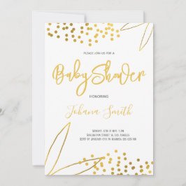 Invitación Baby Shower elegante Minimalista de Confetti Gold