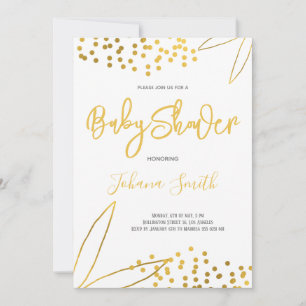 Invitación Baby Shower elegante Minimalista de Confetti Gold
