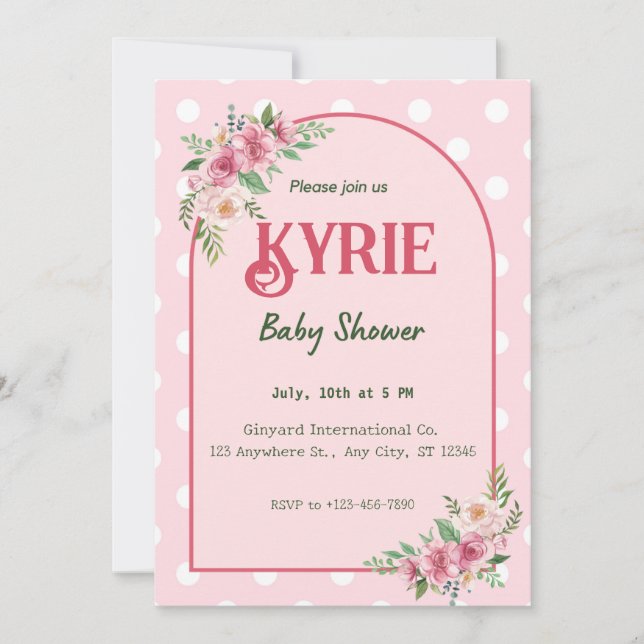 Invitación Baby Shower elegante rosa (Anverso)