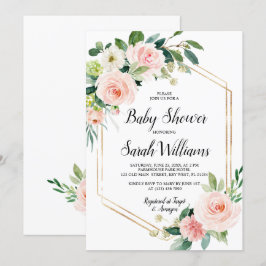 Invitación Baby Shower elegante rosa rosa de Rubor