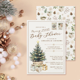 Invitación Baby Shower Elegante White Merry Pequeños Navidade