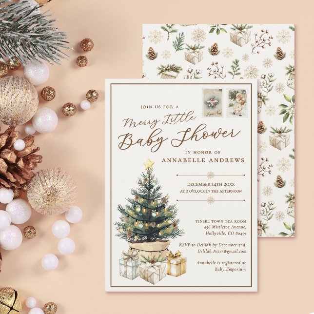 Invitación Baby Shower Elegante White Merry Pequeños Navidade (Subido por el creador)