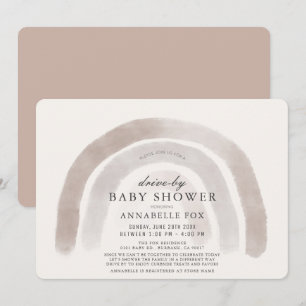 Invitación Baby Shower en color de arcoiris gris beige