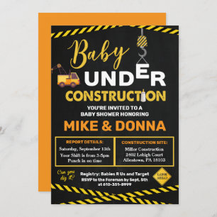 Invitación Baby Shower en construcción