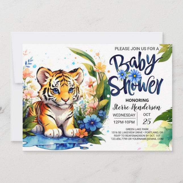 Invitación Baby Shower en el dominio del tigre (Anverso)