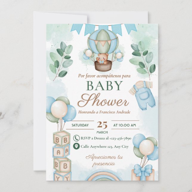 Invitación Baby Shower en español (Anverso)