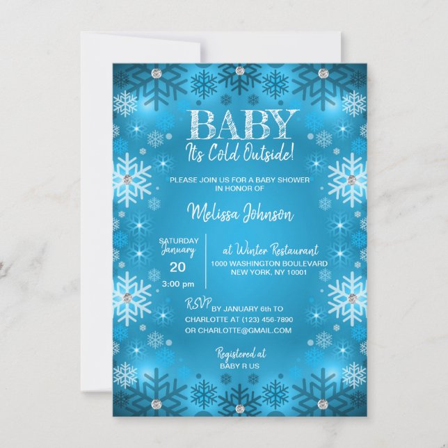 Invitación BABY SHOWER en invierno hace frío fuera de los cop (Anverso)