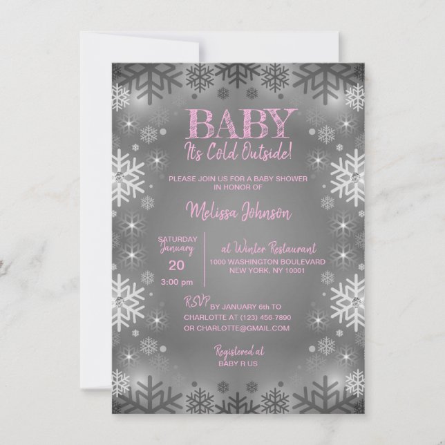 Invitación BABY SHOWER en invierno hace frío fuera de los cop (Anverso)