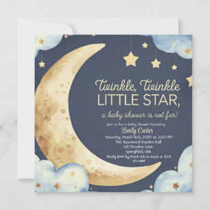 Invitación Baby Shower en Luna y Estrellas - Noche de ensueño