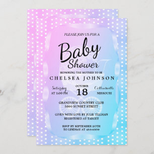 Invitación Baby Shower 👶 en rosa degradado, morado y azul