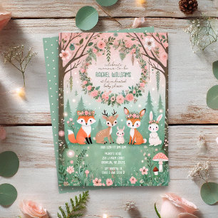 Invitación Baby Shower Encantado de las criaturas forestales 