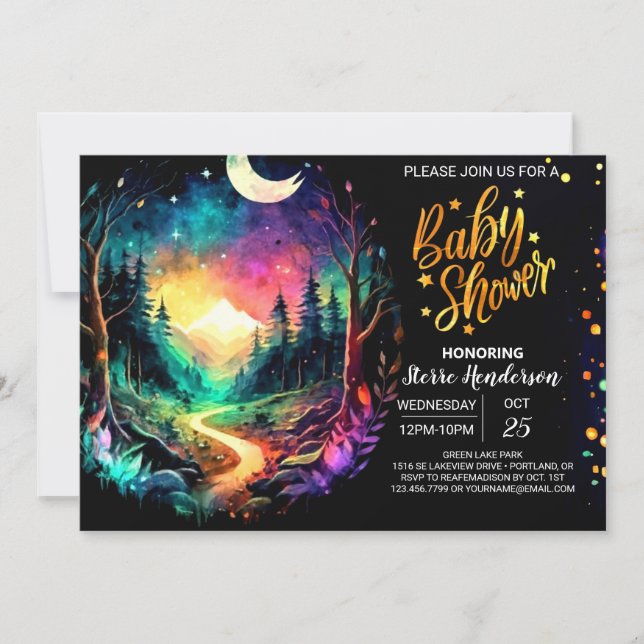 Invitación Baby Shower encantado de moda Woods (Anverso)