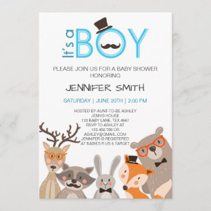 Invitación Baby Shower es boy Invitation woodland Blue