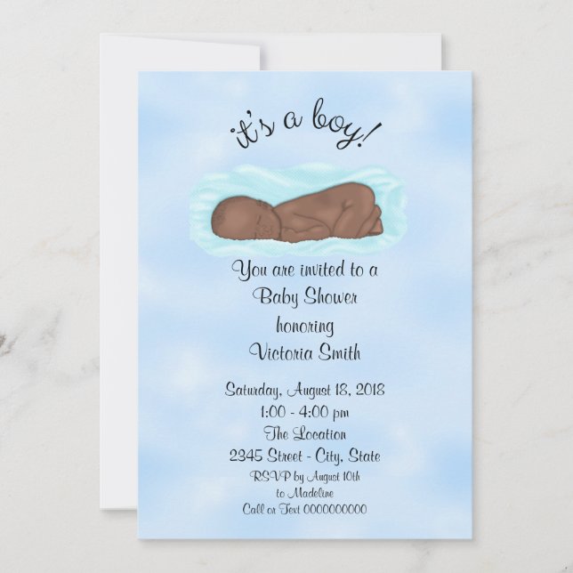 Invitación Baby Shower es un bebé del muchacho étnico (Anverso)