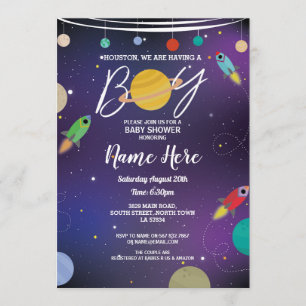 Invitación Baby Shower es un cohete Fiesta de galaxia espacia