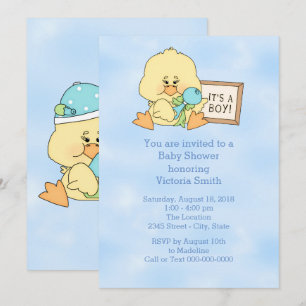Invitación Baby Shower es un niño bebé pato