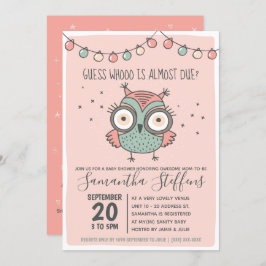 Invitación Baby Shower escandinavo rosado que se debe a búho
