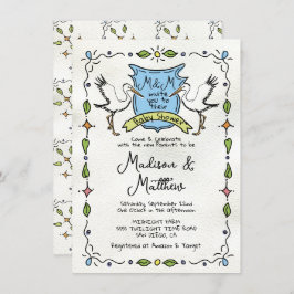 Invitación Baby Shower, Escudo de la cigüeña caprichosa