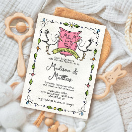 Invitación Baby Shower, Escudo de la cigüeña caprichosa