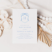 Baby Shower Escudo Monograma Blue Bow