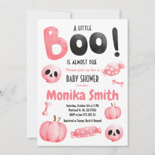 Invitación Baby Shower espeluznante de Halloween rosa