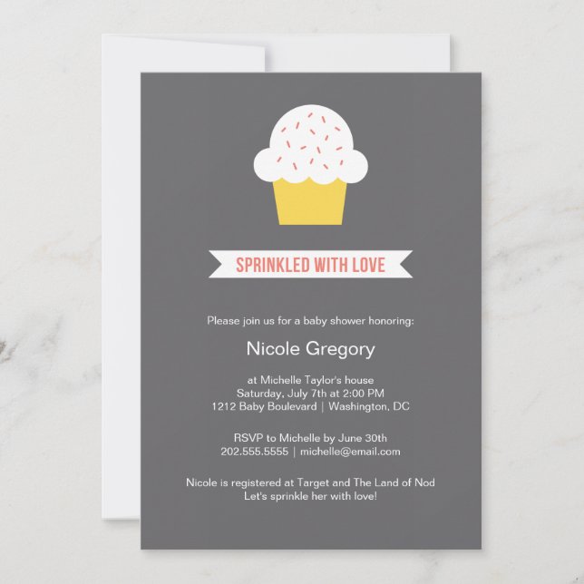 Invitación Baby Shower | Espolvoreada con amor (Anverso)