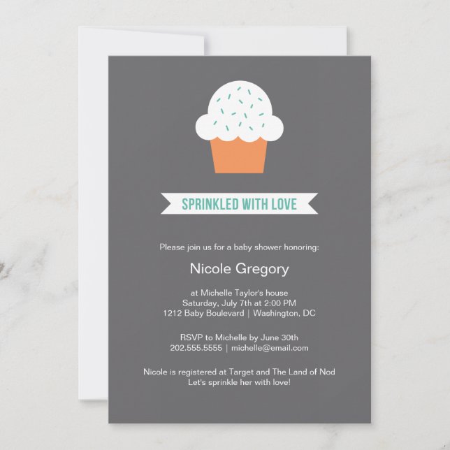 Invitación Baby Shower| Espolvoreada con amor (Anverso)