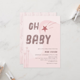 Invitación Baby Shower estético moderno Oh bebé beige