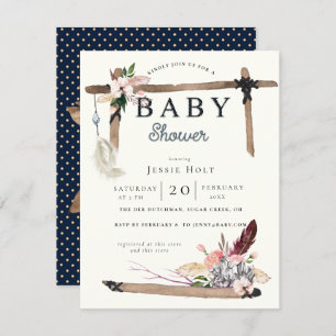 Invitación Baby Shower estilo Boho occidental