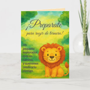 Invitación Baby Shower estilo Safari Editable con león kawaii