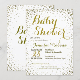 Invitación Baby Shower Estrellas Purpurinas de oro