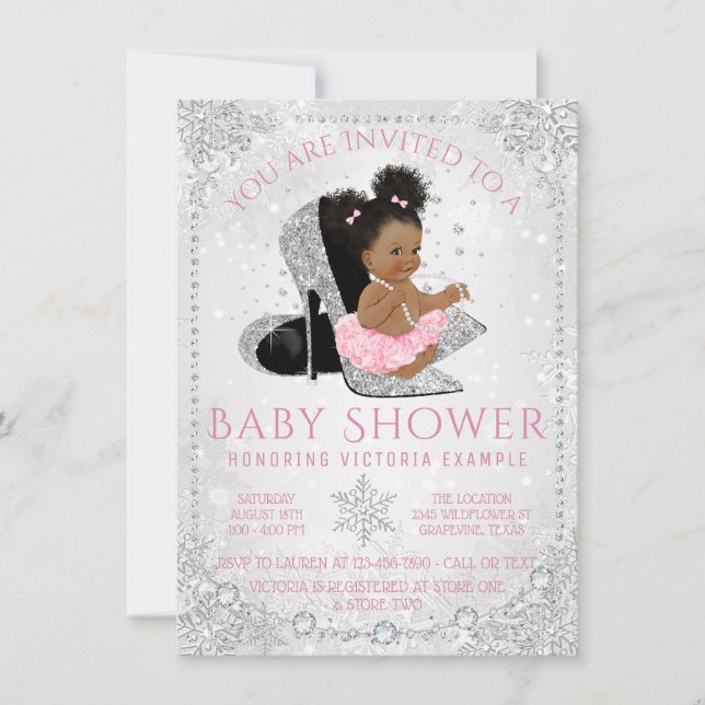 Invitación Baby Shower étnico copo de nieve Winter Wonderland (Anverso)