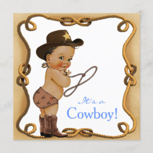 Invitación Baby Shower étnico de los pequeños vaqueros