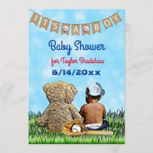 Invitación Baby Shower Étnico Temático del Béisbol