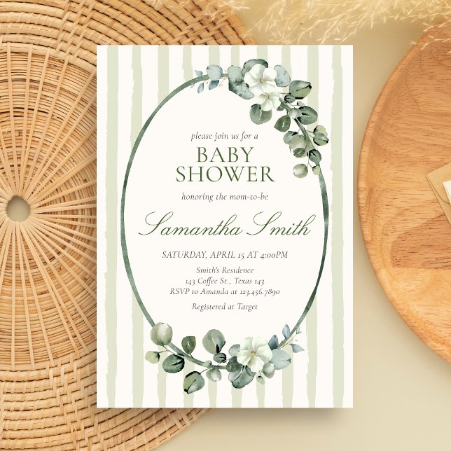 Invitación Baby Shower Eucalipto Moderno (Subido por el creador)