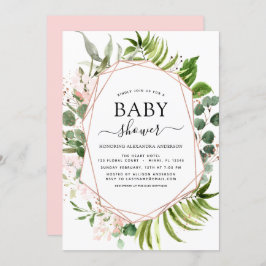 Invitación Baby Shower Eucalyptus Geométrico Botánico