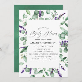 Invitación Baby Shower Eucalyptus Lavender Greenery