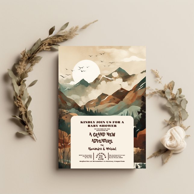 Invitación Baby Shower Evergreen de selva de montaña rusa (Subido por el creador)