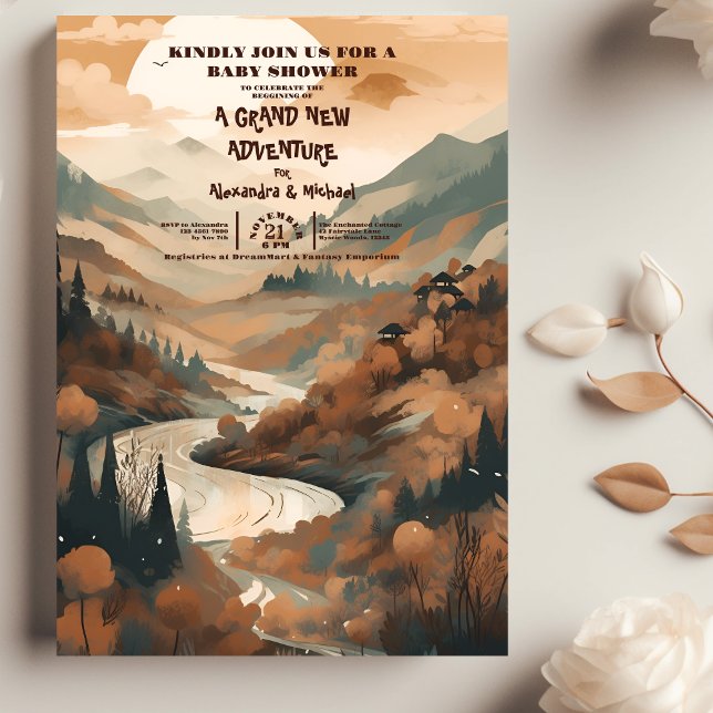 Invitación Baby Shower Evergreen de selva de montaña rusa (Subido por el creador)