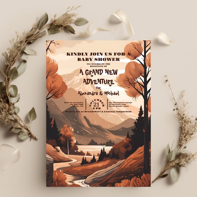 Invitación Baby Shower Evergreen de selva de montaña rusa (Subido por el creador)