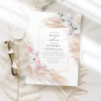 Baby Shower exótico de gramíneas y orquídeas blanc
