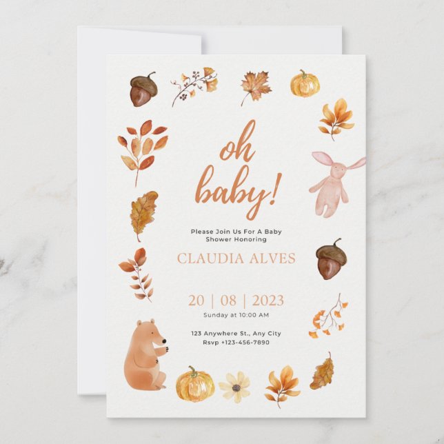 Invitación Baby Shower Fall Aesthetic Invitation (Anverso)